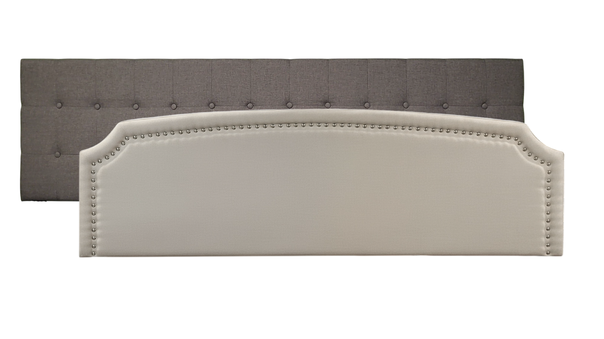 Two different kind of headboards: grey and off white.